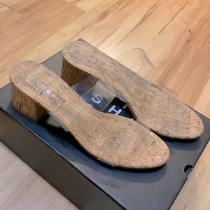 Clear and cork block sandal